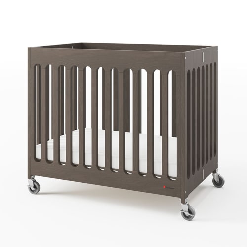 Foundations Boutique Portable Compact Folding Crib With Foam Mattress Dapper Gray